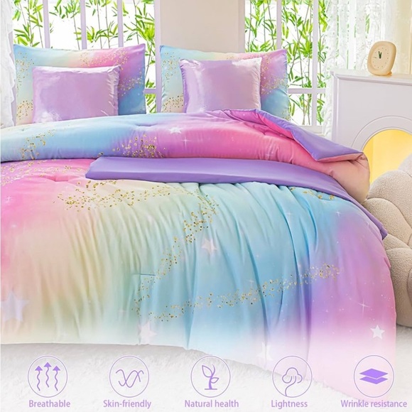Full Size Comforter Sets for Girls Rainbow Bedding Comforter Sets (055) - Picture 3 of 3